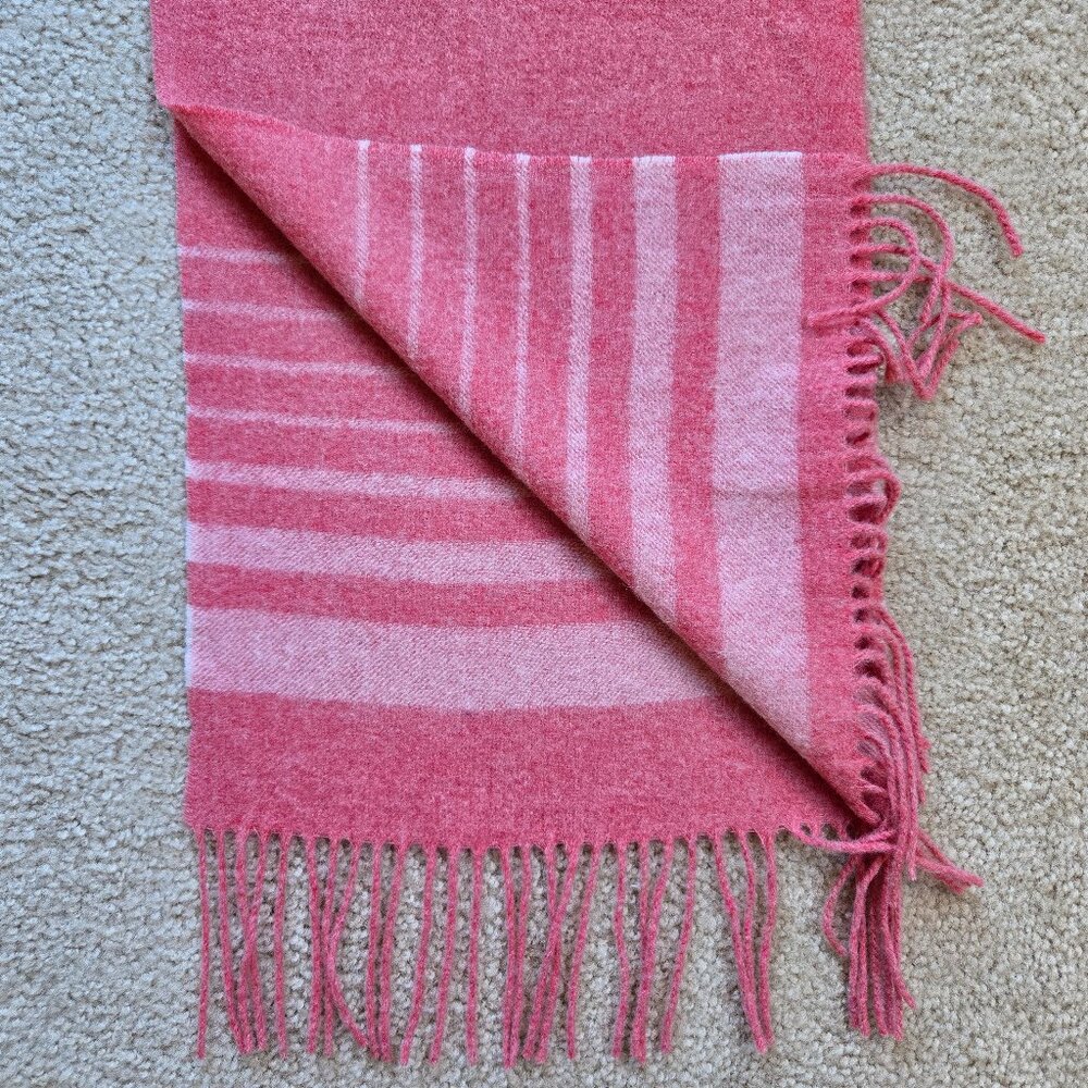 NWOT Pink Striped Lambswool Scarf